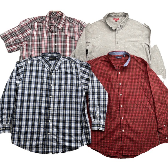 Button Up Shirts Lot of 4 Men's Large Plaid Casual Office Western Travel Preppy